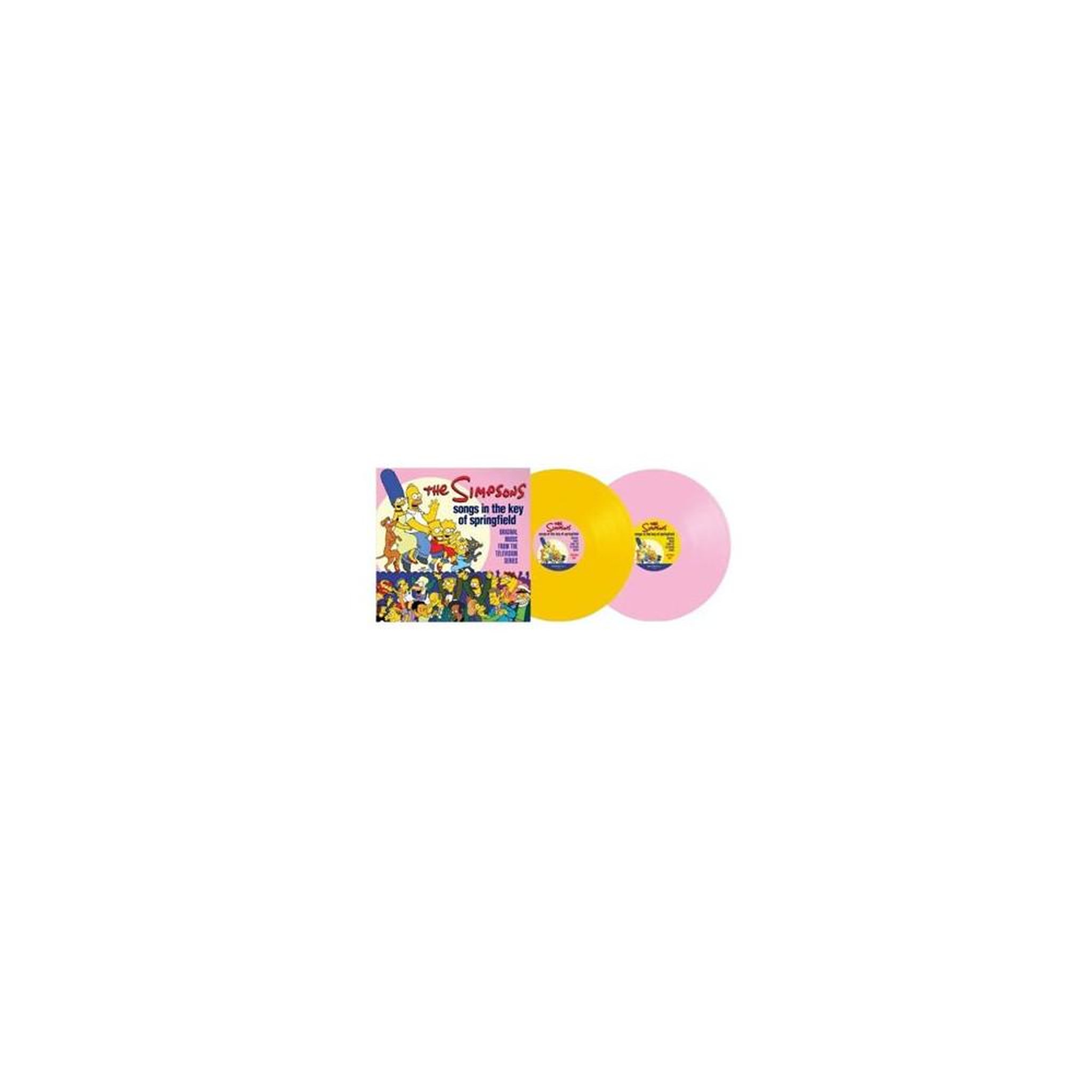 2lp vinyle coloré the simpsons songs in the key of springfield en jaune canary yellow & rose baby pink