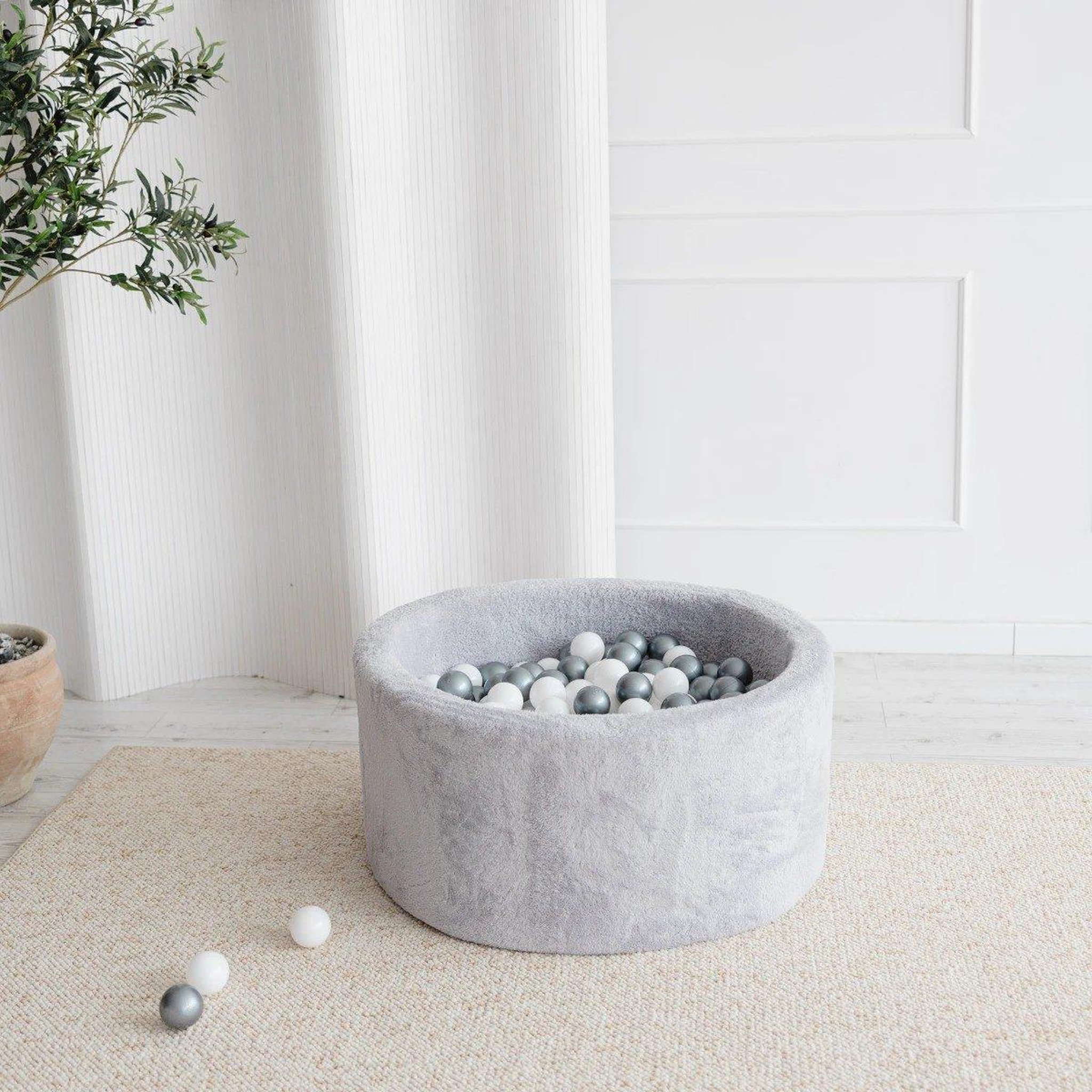 MONIO FOR KIDS Piscine à balles ronde 90 x 40 cm avec 300 balles — Gris clair
