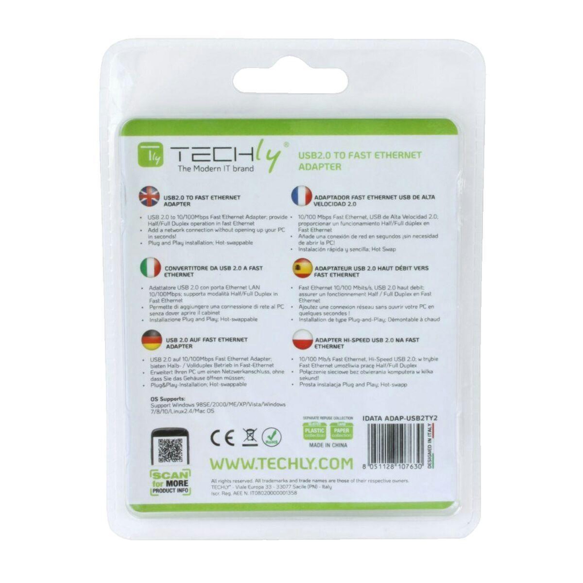 Voir la diapositive 2 : TECHLY Adaptateur USB vers Ethernet Techly blanc