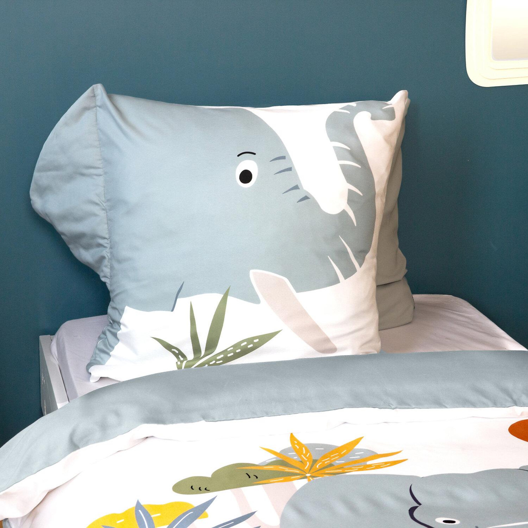Voir la diapositive 4 : Home collection Parure housse de couette 100% microfibre 140x200 cm, eleph