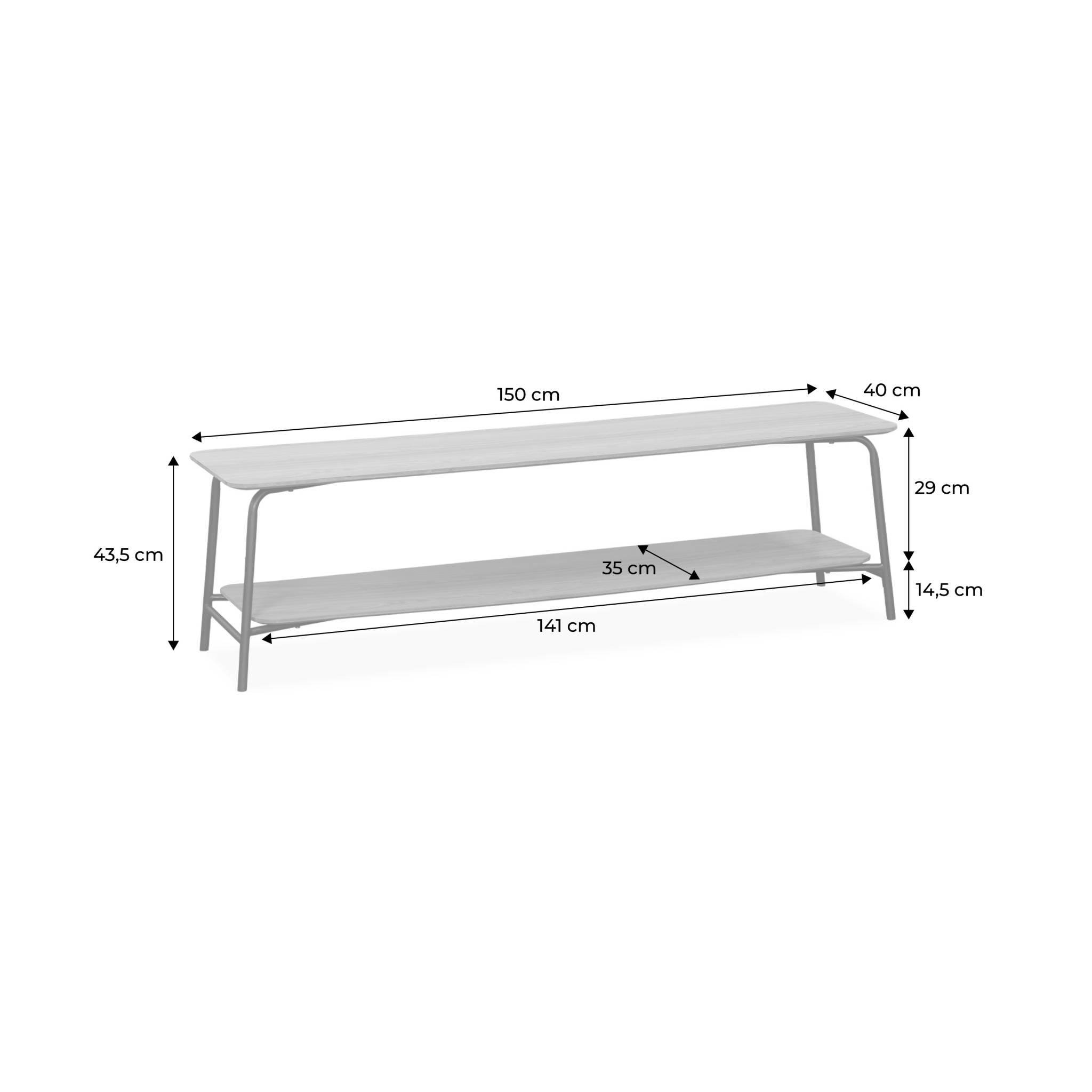 Voir la diapositive 5 : SWEEEK Meuble TV en décor bois et structure acier 150cm 2 étagères