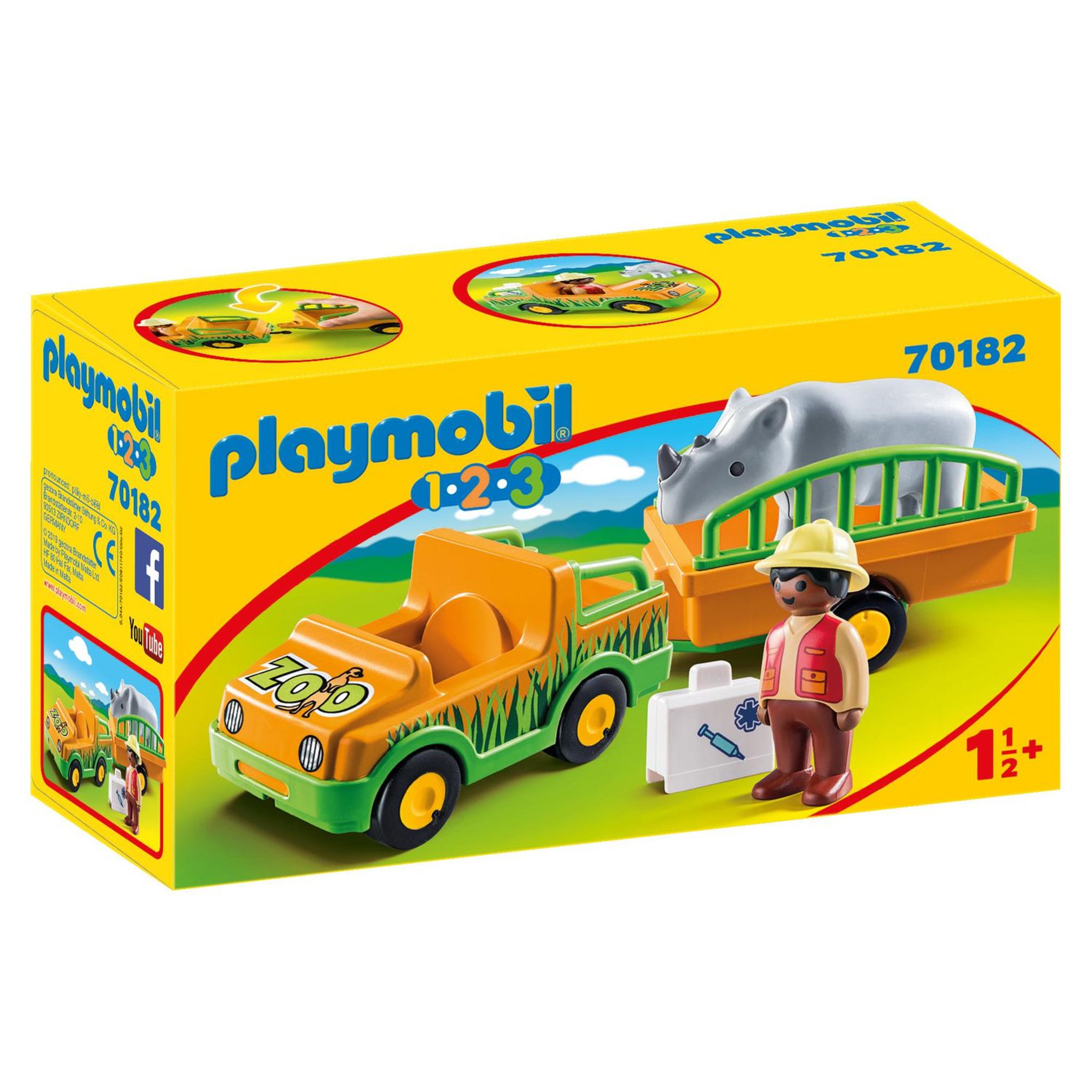 Voir la diapositive 1 : PLAYMOBIL 70182 - 1.2.3 - Vétérinaire avec véhicule et rhinocéros