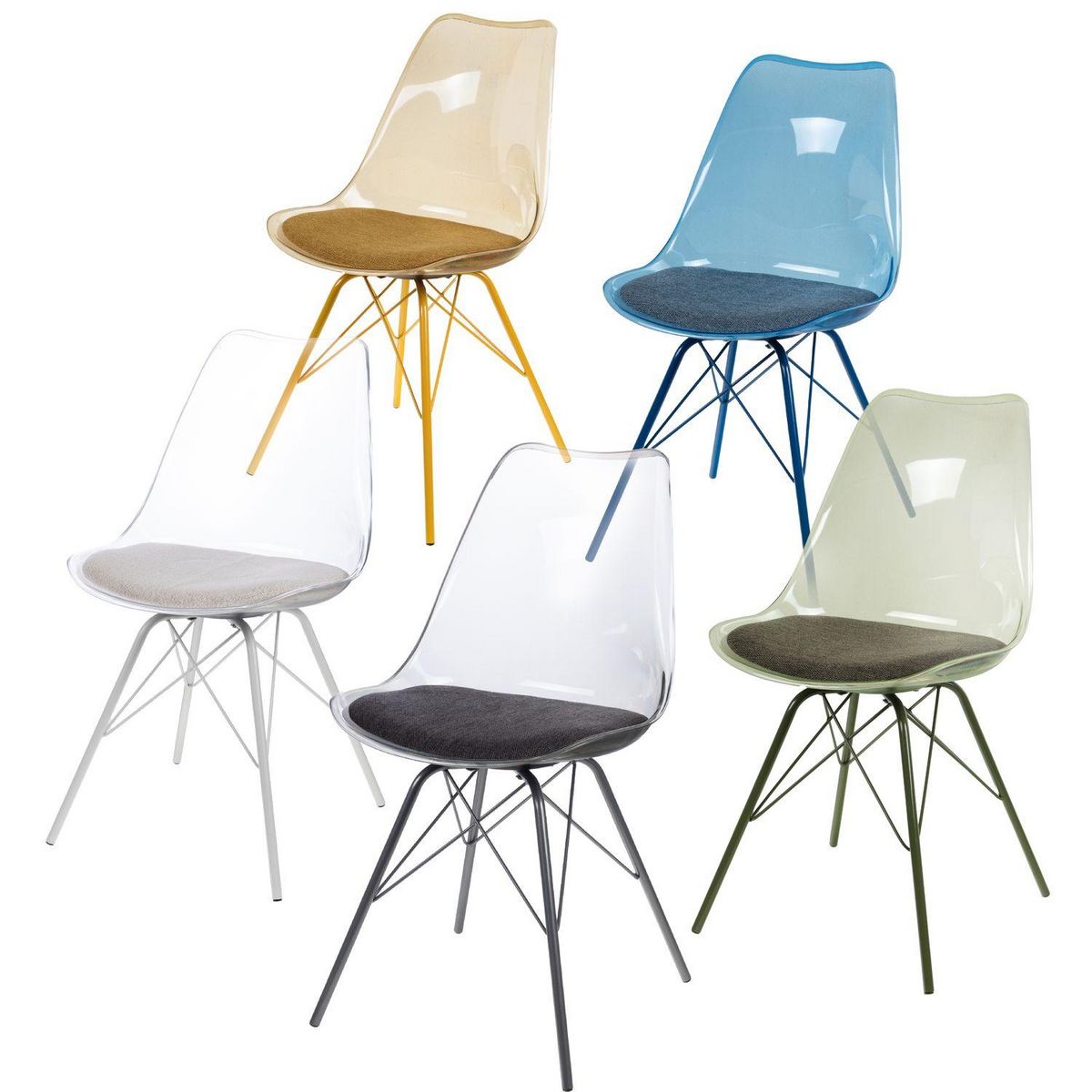 Amadeus Lot de 4 chaises Diane avec coussin d'assise