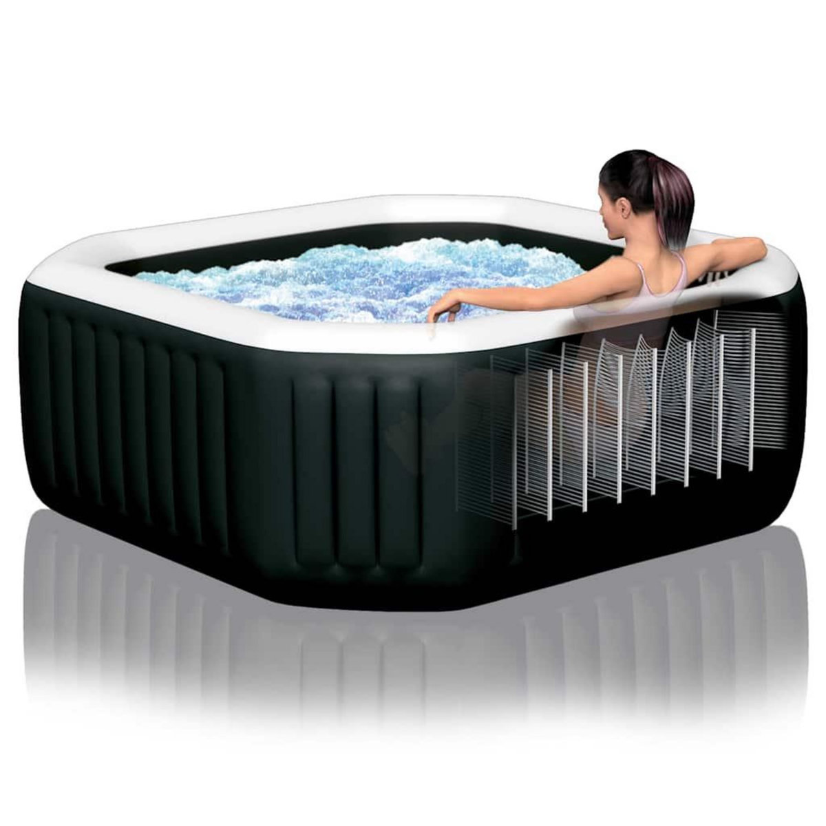 INTEX Spa gonflable PureSpa Carbone octogonal Jets et Bulles 4 places - Intex