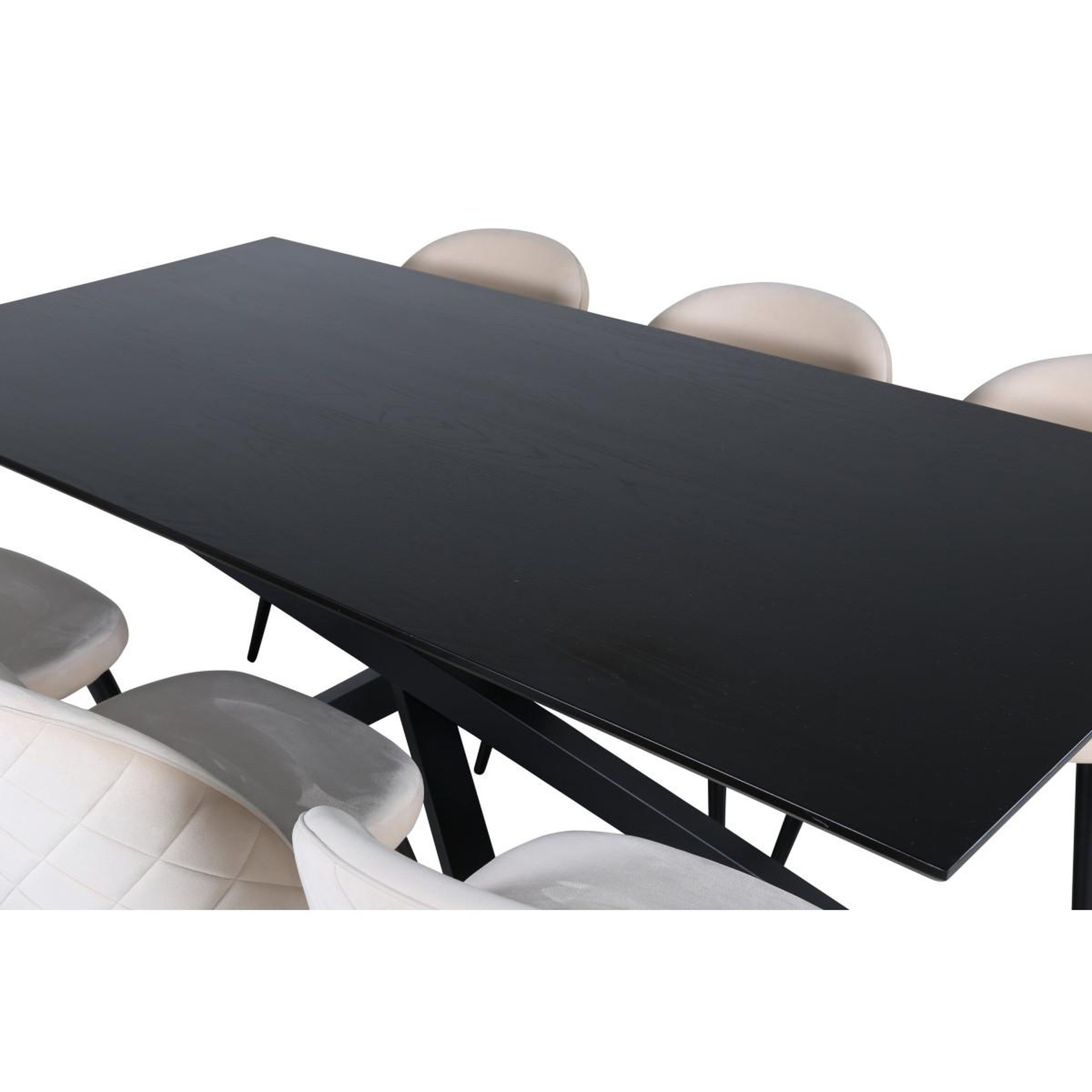 Voir la diapositive 4 : Paris Prix Ensemble table à manger & 6 chaises  piazza & velvet  180cm noir & beige
