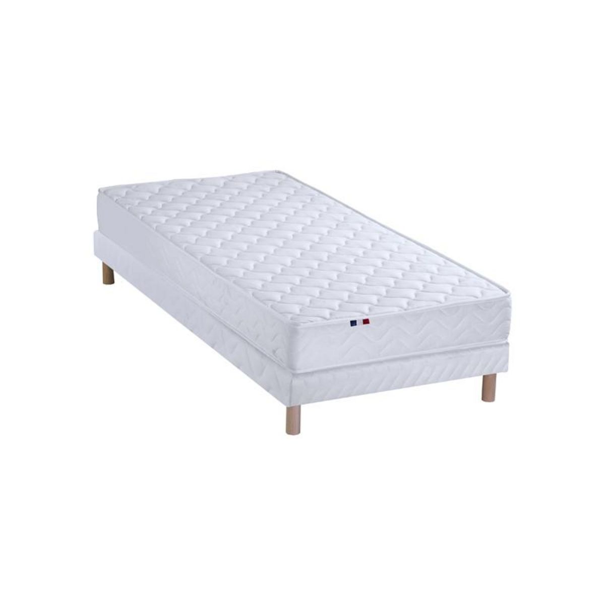 Ensemble Matelas Mousse Accueil Latex 3 Zones + Sommier 90x200 cm Blanc TOULON