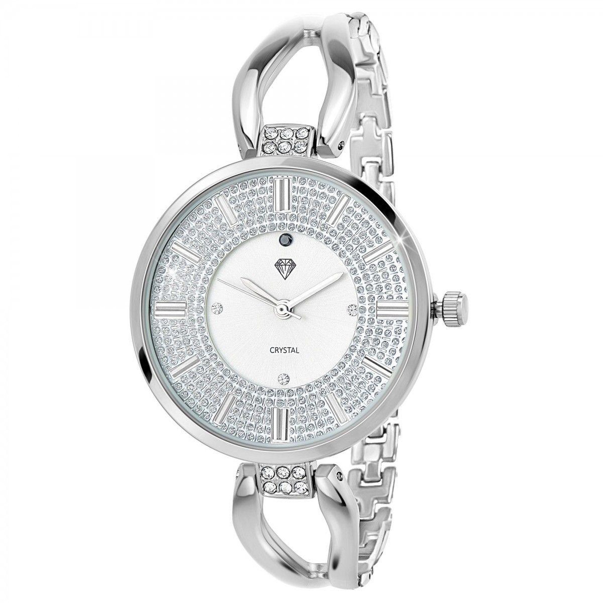 SC CRYSTAL Montre Emilie SC Crystal ornée d'un véritable diamant noir et de 15 Cristaux Scintillants