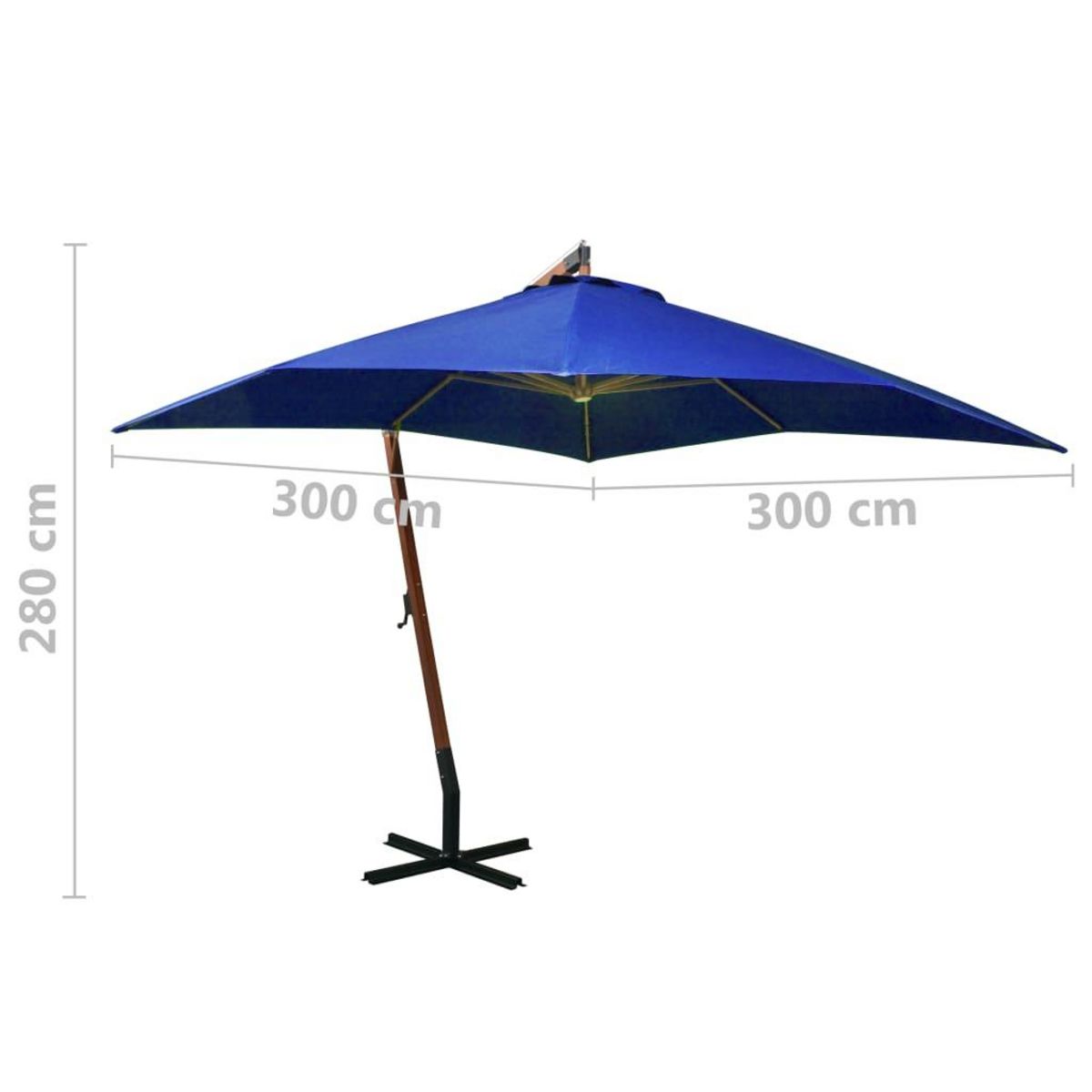 VIDAXL Parasol de jardin suspendu avec mat bleu azure bois de sapin