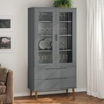 VIDAXL Armoire a vitrine MOLDE Gris 90x35x175 cm Bois de pin massif