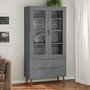 Voir la diapositive 1 : VIDAXL Armoire a vitrine MOLDE Gris 90x35x175 cm Bois de pin massif