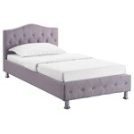 IDIMEX Lit simple BIARRITZ, 90 x 190 cm, capitonné avec sommier, revêtement en tissu. Coloris disponibles : Gris