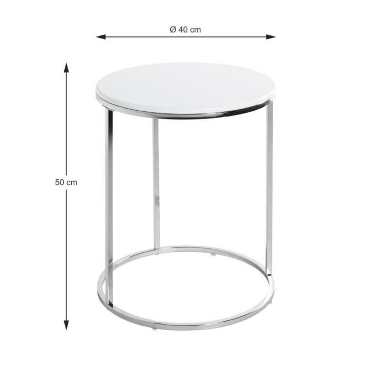 Paris Prix Table d'Appoint Design  Zano  50cm Blanc & Argent