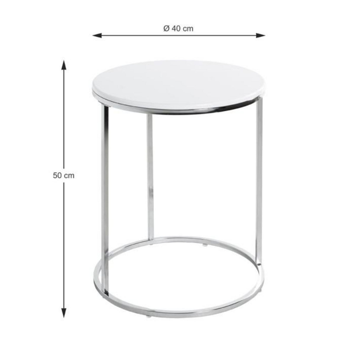 Paris Prix Table d'Appoint Design  Zano  50cm Blanc & Argent