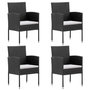Voir la diapositive 4 : VIDAXL Ensemble a manger de jardin coussins 5pcs Noir Resine tressee