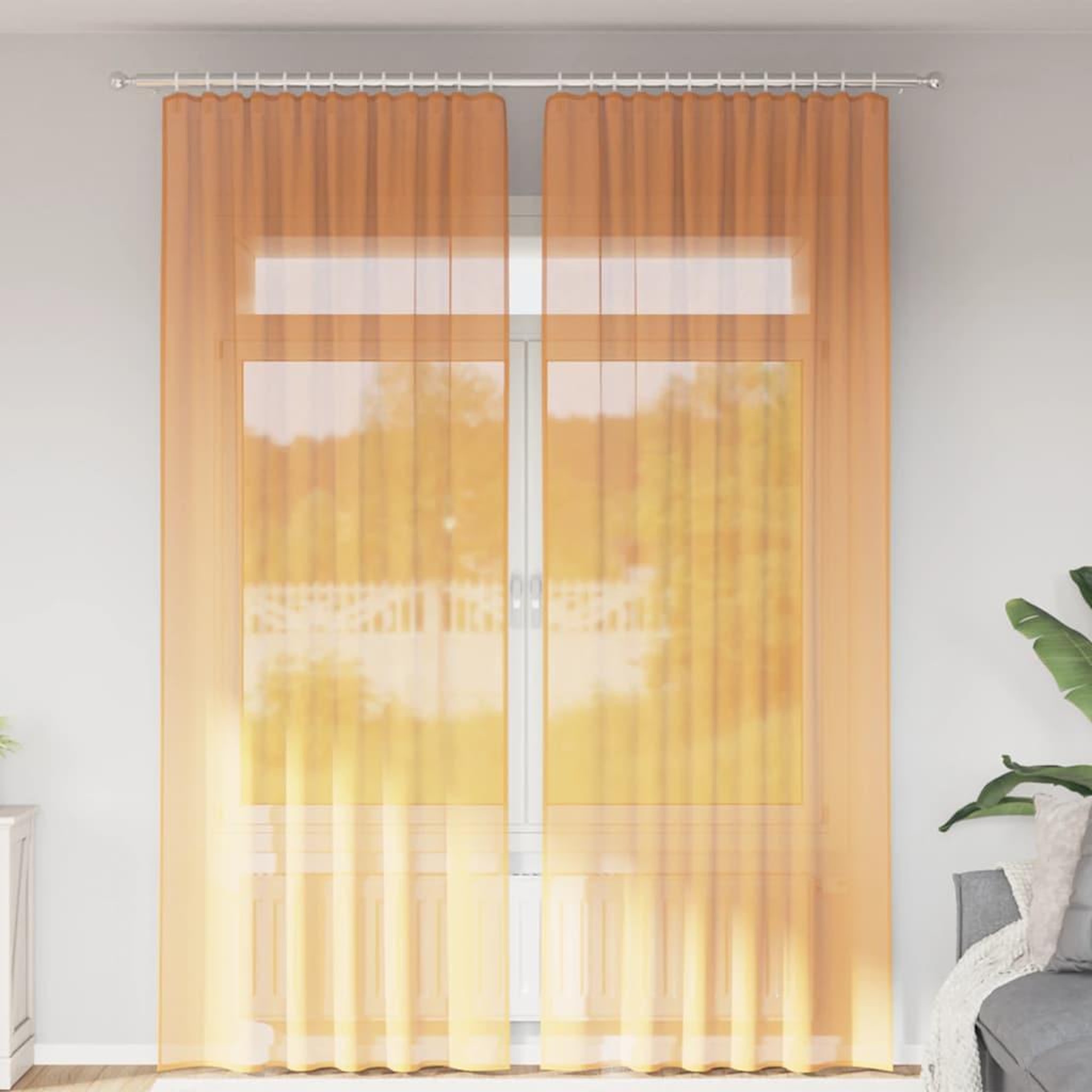 VIDAXL Rideaux en voile avec boucles 2 pcs orange 140x260 cm