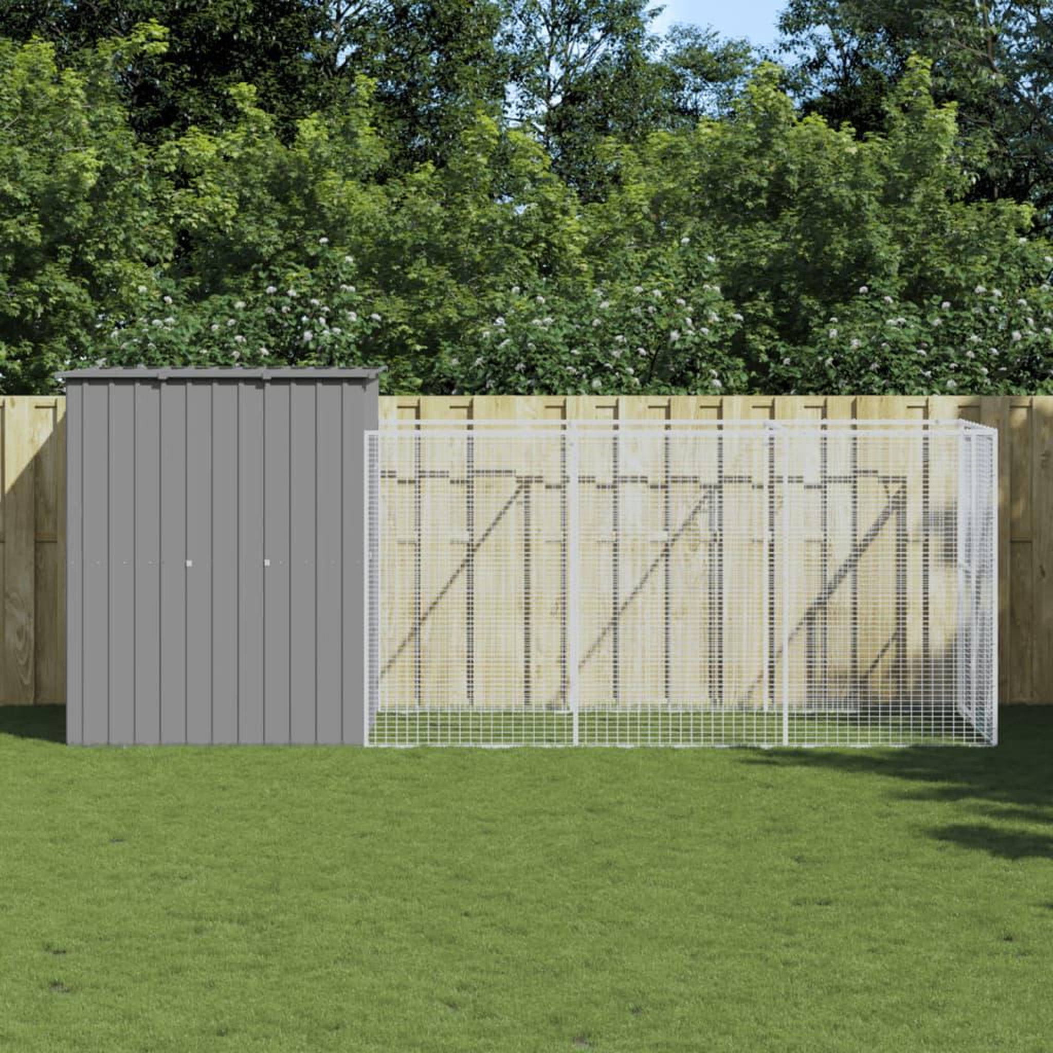 VIDAXL Niche pour chien avec cour gris clair 165x455x181 cm
