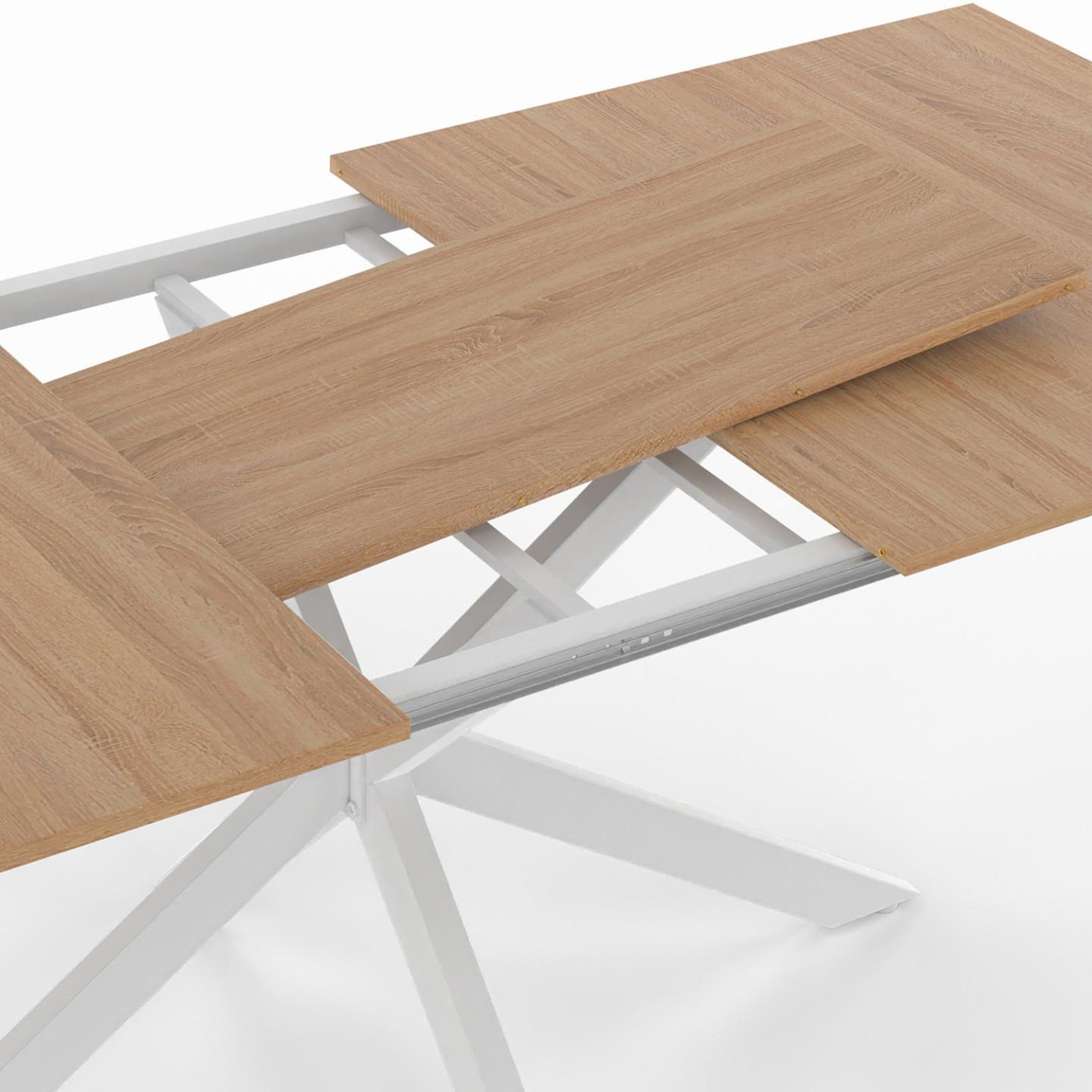 Voir la diapositive 6 : ID MARKET Table à manger extensible rectangle alix 6-10 personnes bois et blanc 160-200 cm