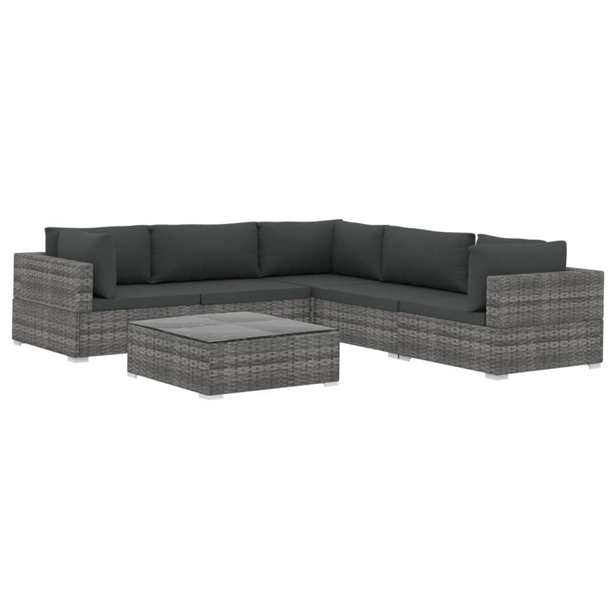 Voir la diapositive 2 : VIDAXL Salon de jardin 6 pcs avec coussins resine tressee gris