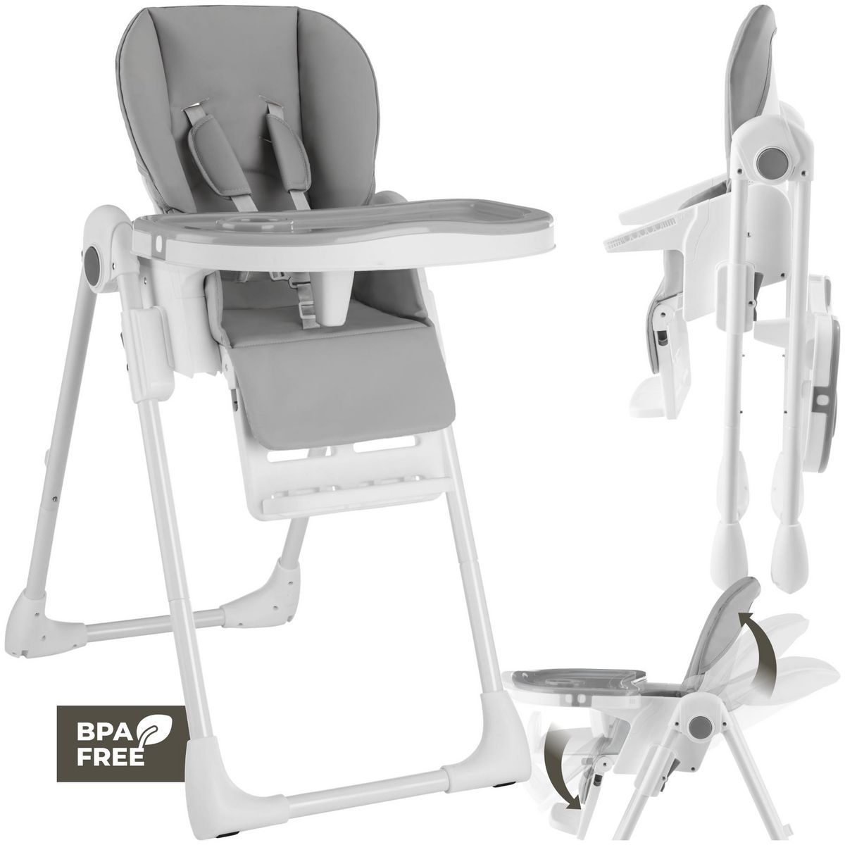 tectake Chaise haute dès les premiers mois, pliable blanc
