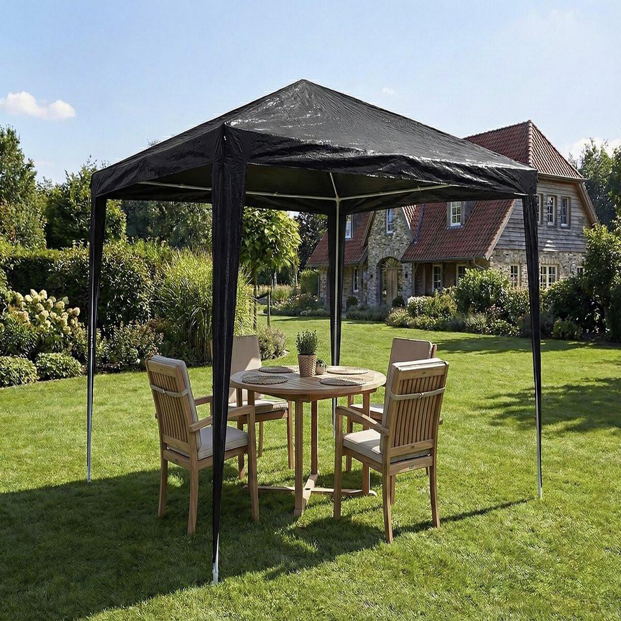 Voir la diapositive 2 : Habitat et Jardin Tonnelle de jardin  natacha 3  - 3 x 3 m - gris