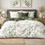 Home collection Parure housse de couette en coton 57 fils Lyken. Coloris disponibles : Vert