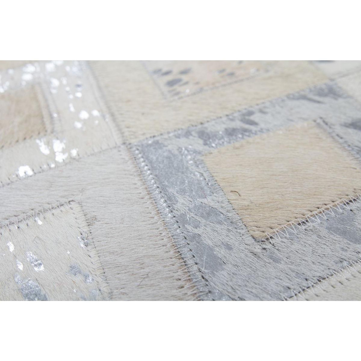 Paris Prix Tapis en Cuir Effet Métallique  Spark  Gris & Argent