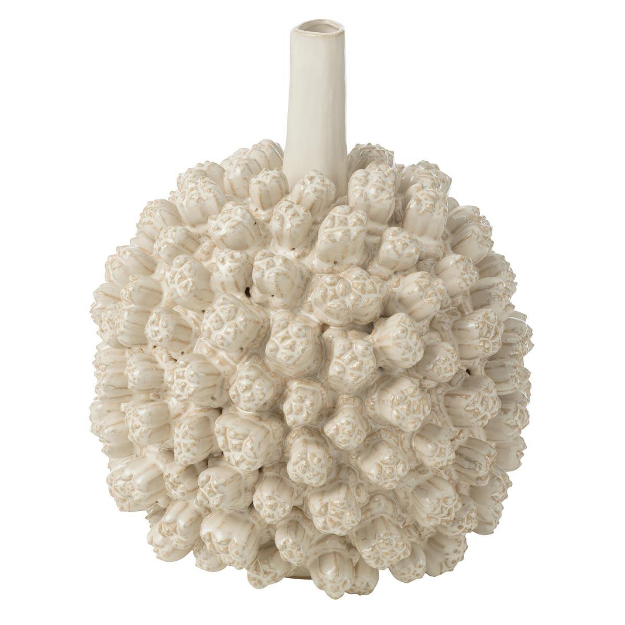 J-LINE Vase déco en grès  saki  30cm blanc