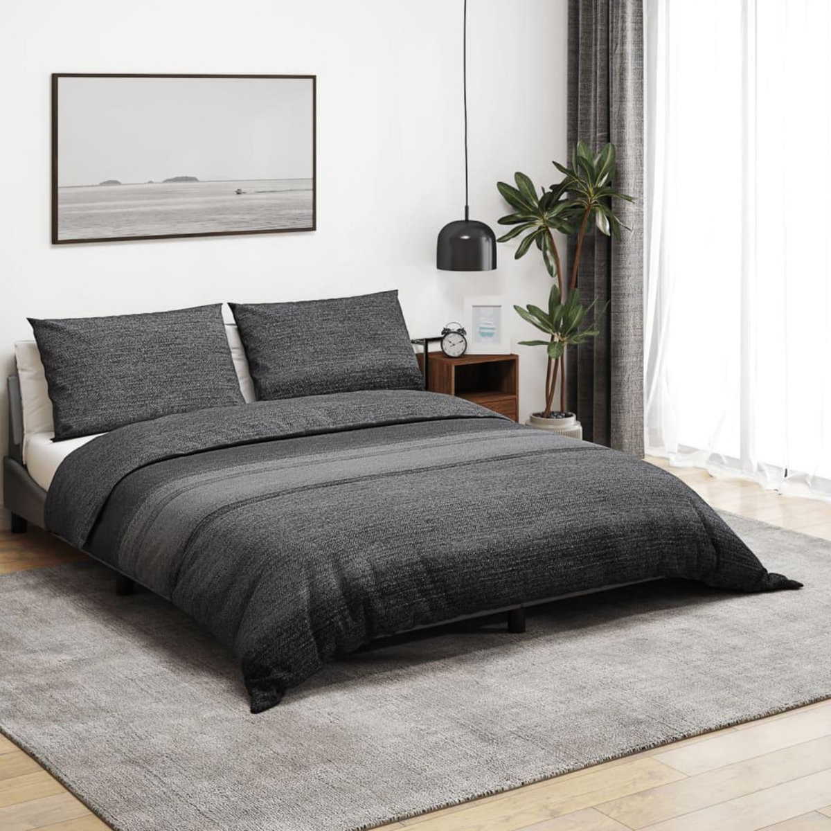 VIDAXL Ensemble de housse de couette gris fonce 200x220 cm Coton