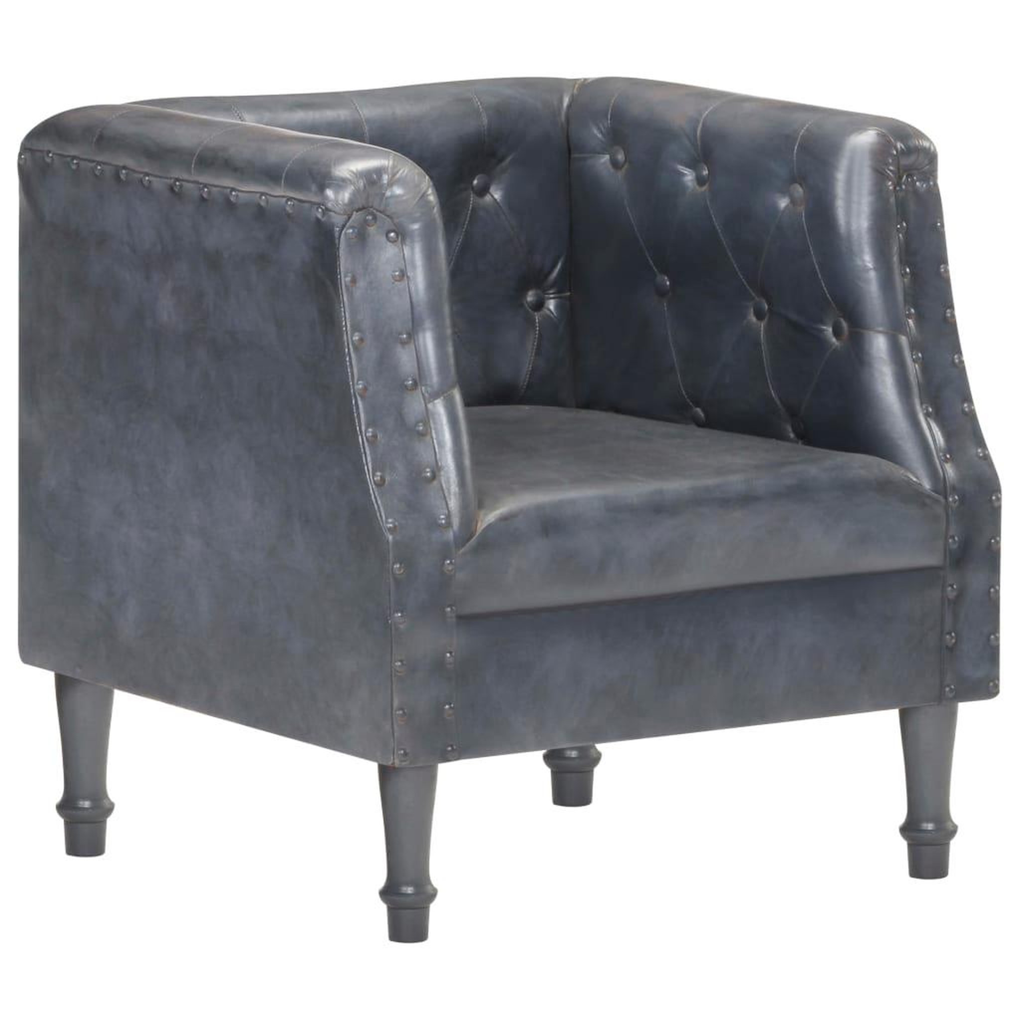 Voir la diapositive 1 : VIDAXL Chaise cabriolet gris cuir veritable