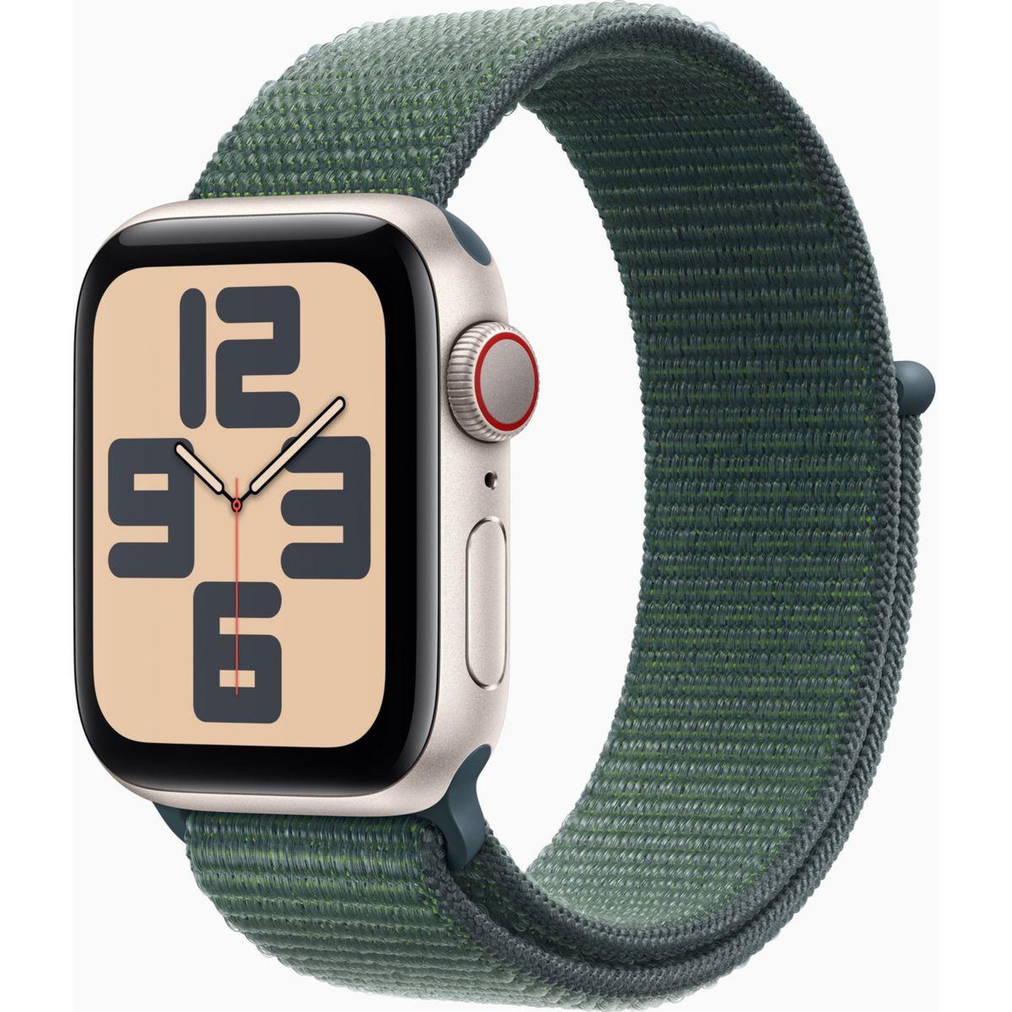 Voir la diapositive 1 : APPLE Montre connectée SE 44mm Lumière Stellaire/Vert Loop Cell
