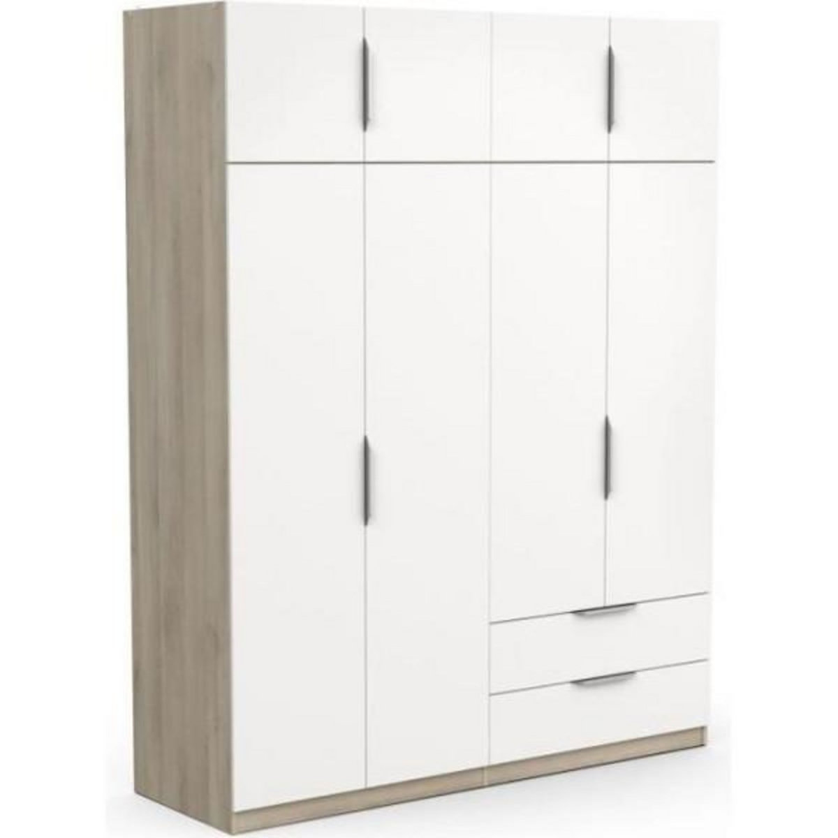 Demeyere Armoire de chambre - DEMEYERE - GHOST - 8 portes - 2 tiroirs - Blanc et chene kronberg