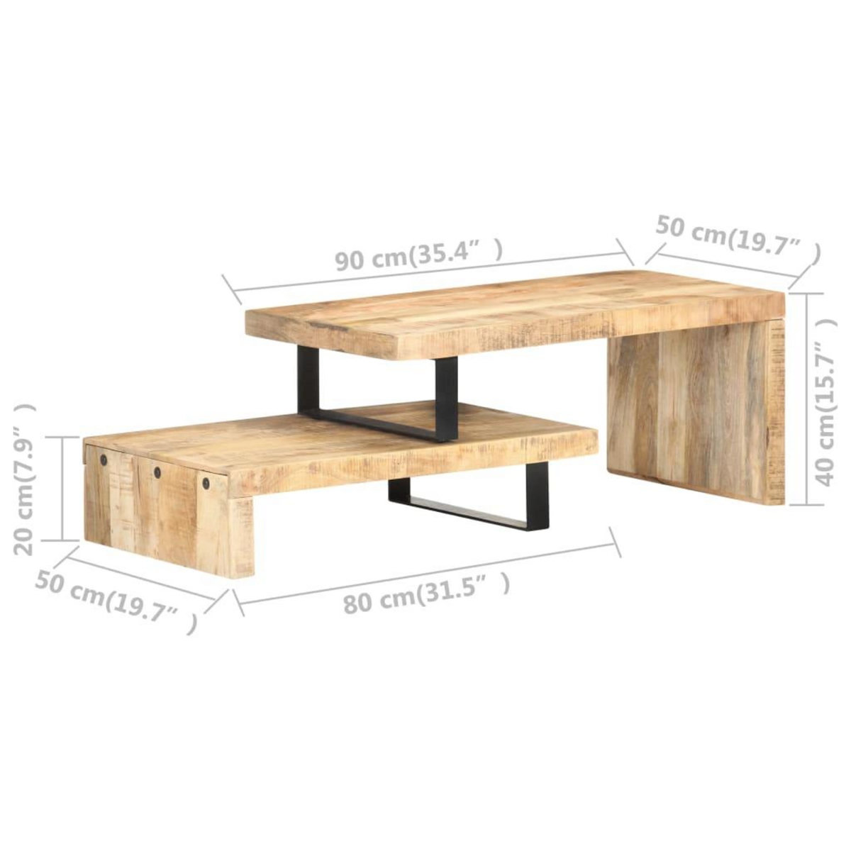 VIDAXL Ensemble de table basse 2 pcs Bois de manguier massif