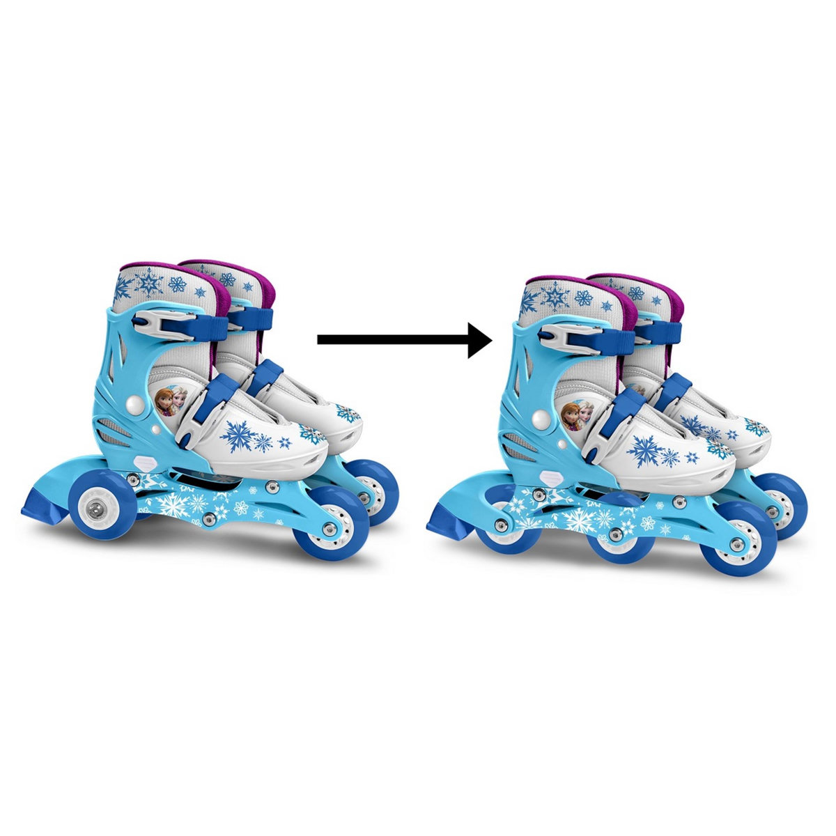 DISNEY Patins en Ligne ajustables 2en1 3 Roues LA REINE DES NEIGES taille 27 à 30