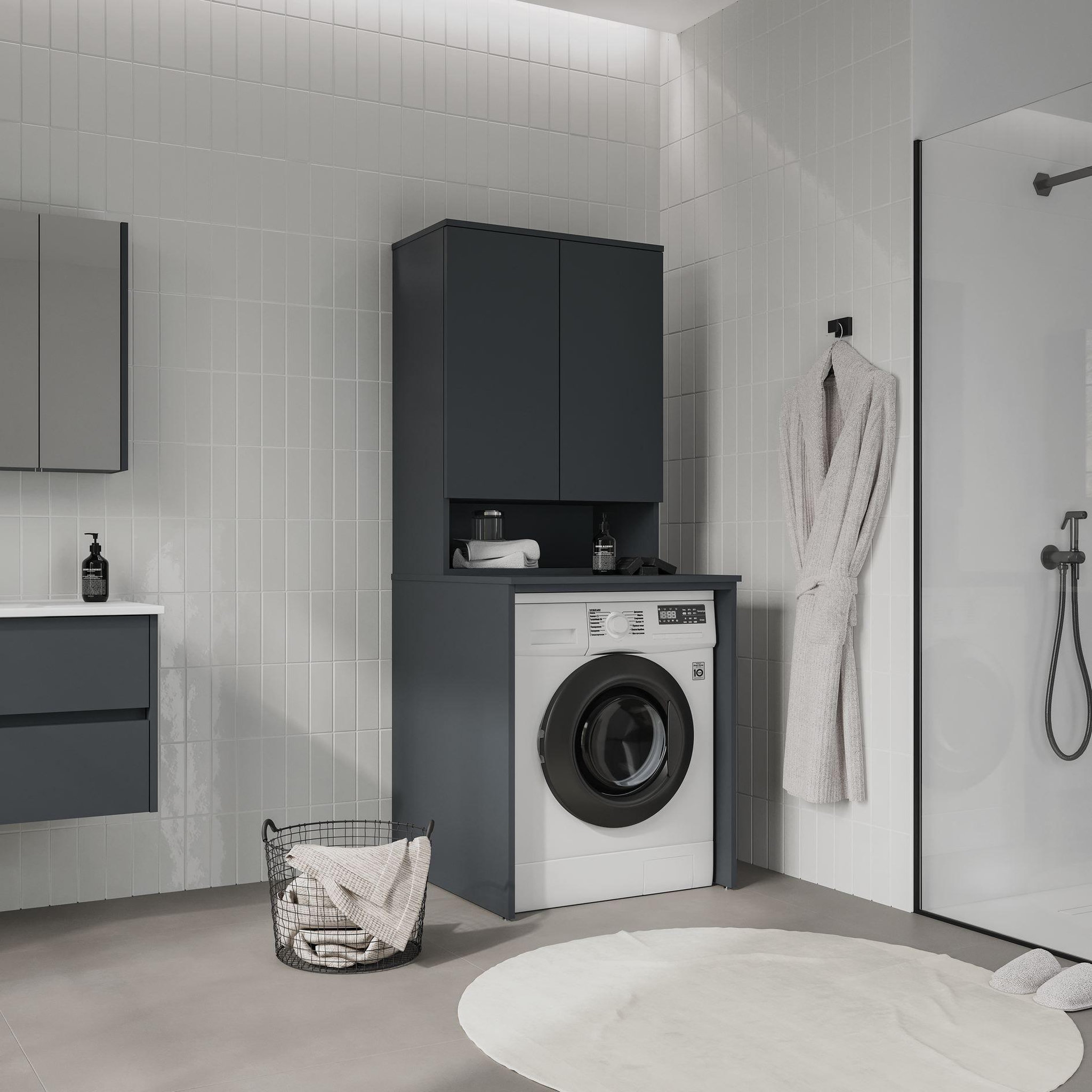 Voir la diapositive 3 : Habitat et Jardin Armoire de Salle de Bain  Bosco Lume 70  - 70 x 36 x 100 cm - Matte Anthracite