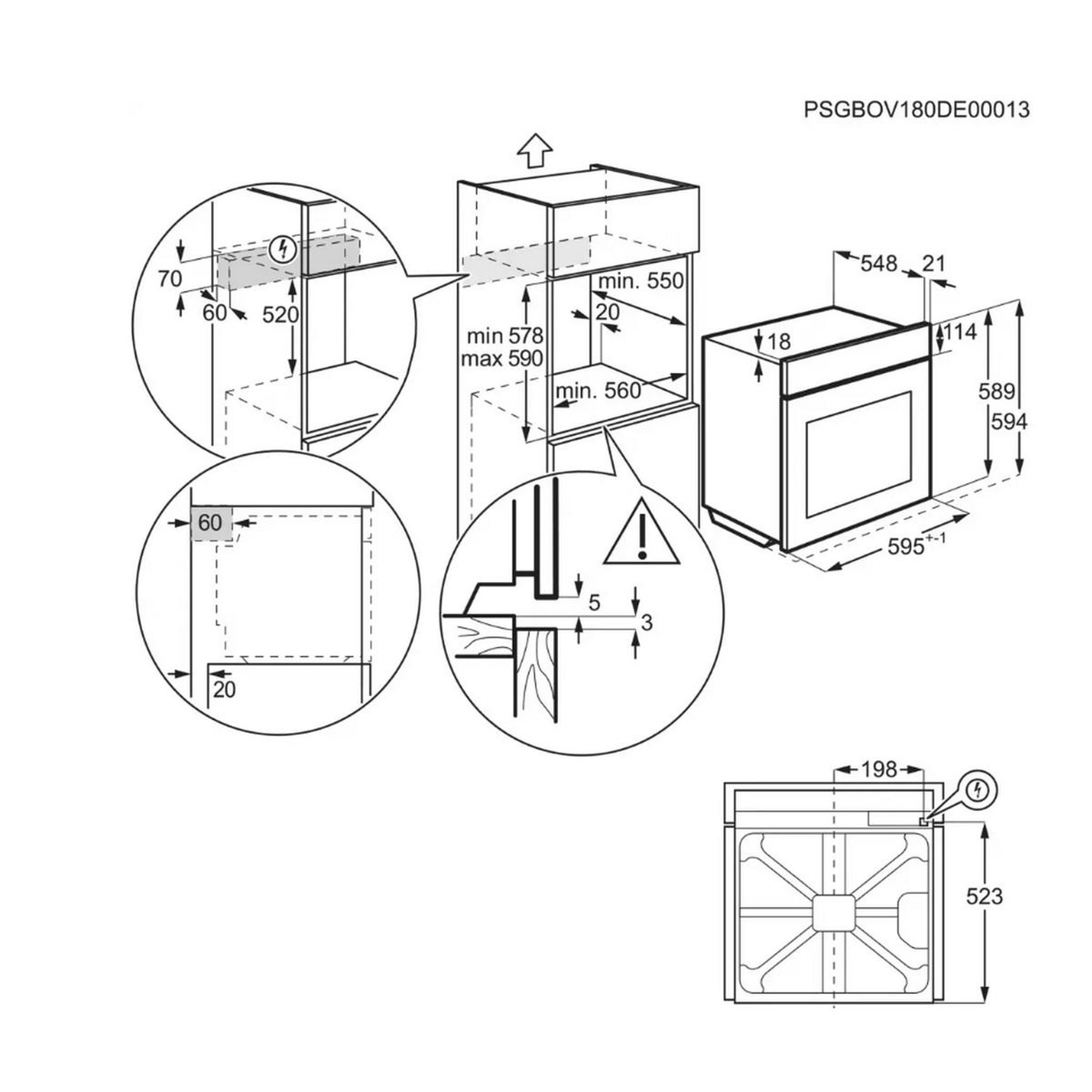 Voir la diapositive 5 : ELECTROLUX Four intégrable 72l 60cm pyrolyse noir - eoe7p12z