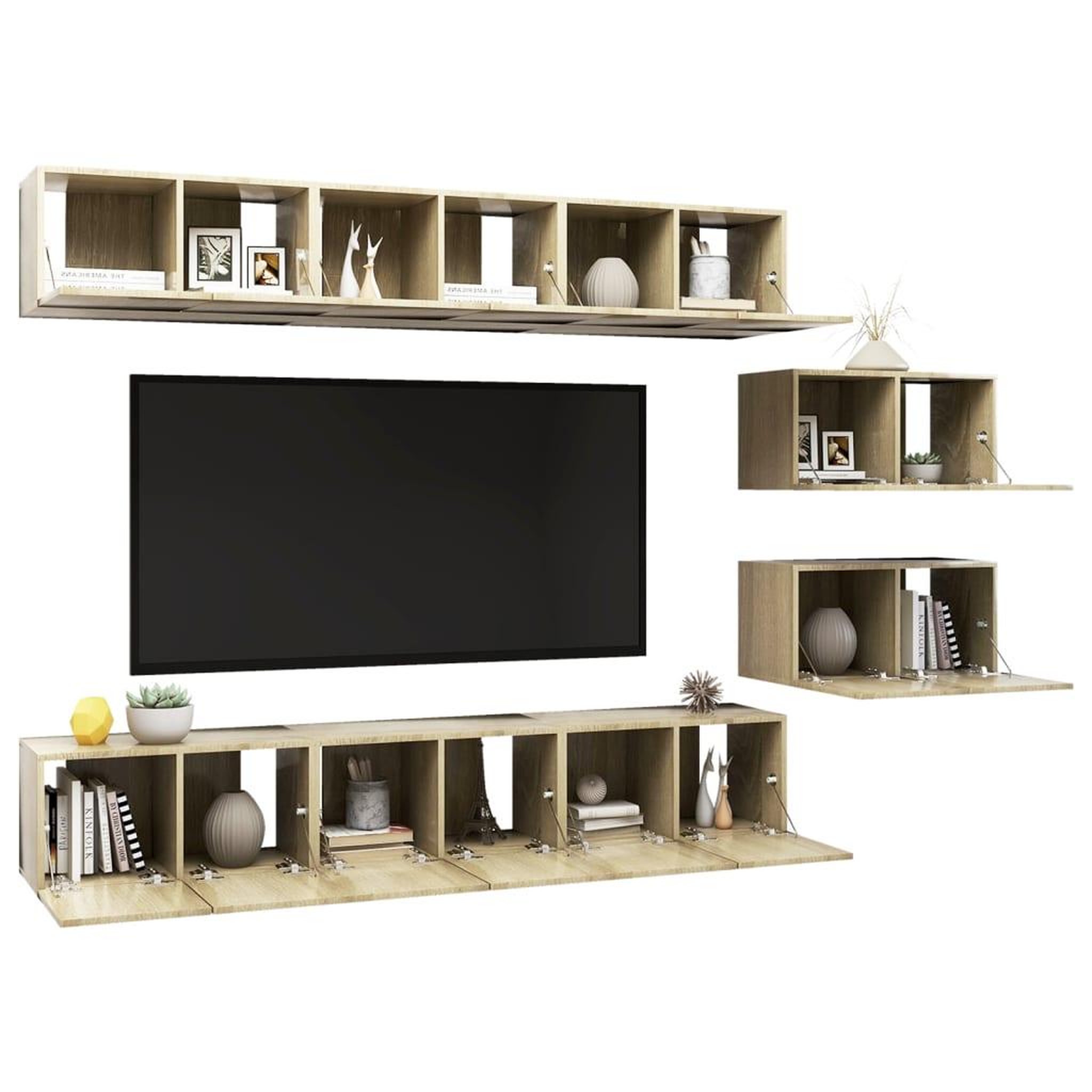 Voir la diapositive 3 : VIDAXL Meubles TV 8 pcs Chene sonoma Bois d'ingenierie