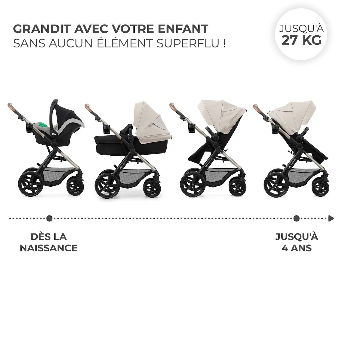 KINDERKRAFT Poussette 4en1 moov 2 pratique et confortable