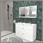 Meuble de salle de bain sous vasque avec double vasque encastrée 3 tiroirs, 120cm FARO blanc