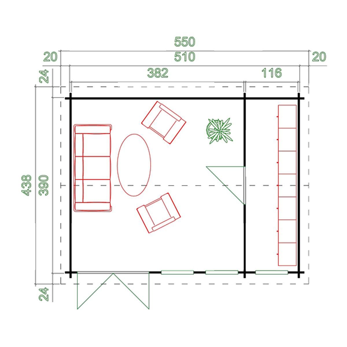 Abri de jardin bois - 19,2m² - DOURO