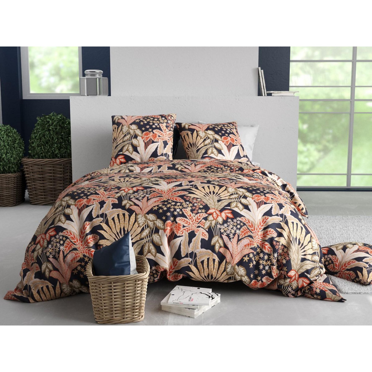 ATELIER DU COTON Parure housse de couette 100% coton 57fils louisiane