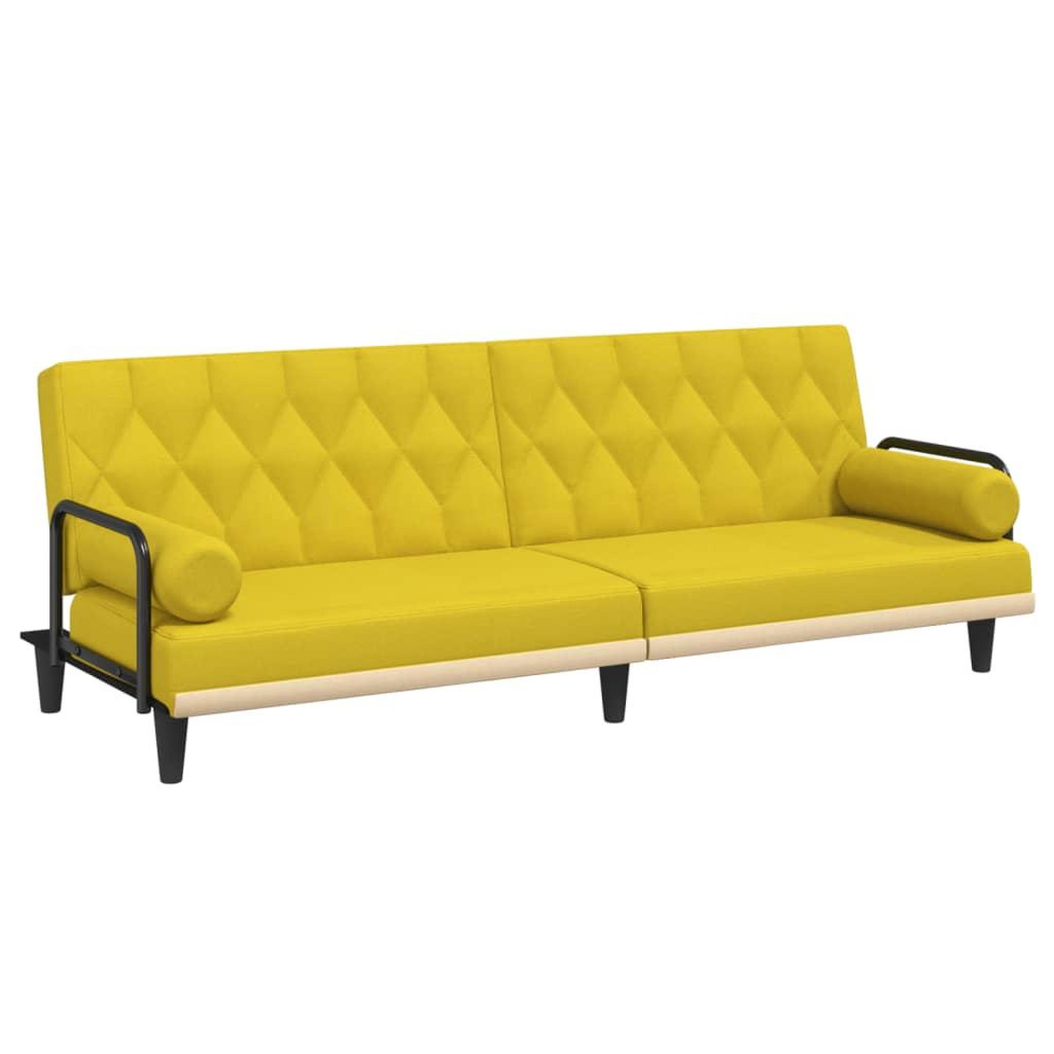 Voir la diapositive 2 : VIDAXL Canape-lit avec accoudoirs jaune clair tissu