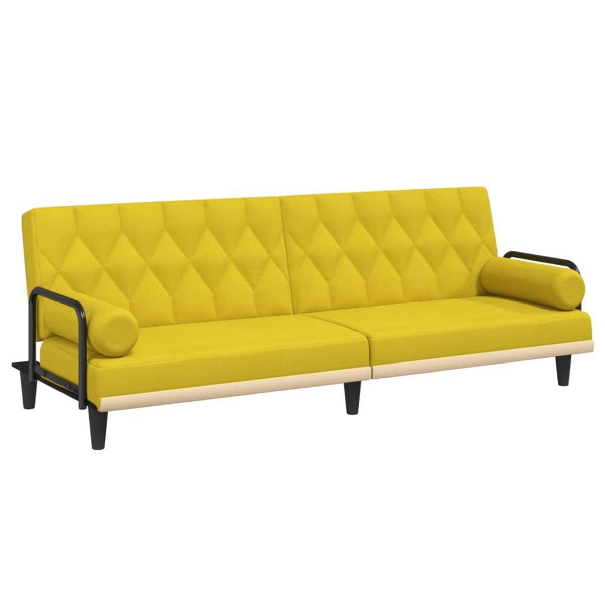 VIDAXL Canape-lit avec accoudoirs jaune clair tissu
