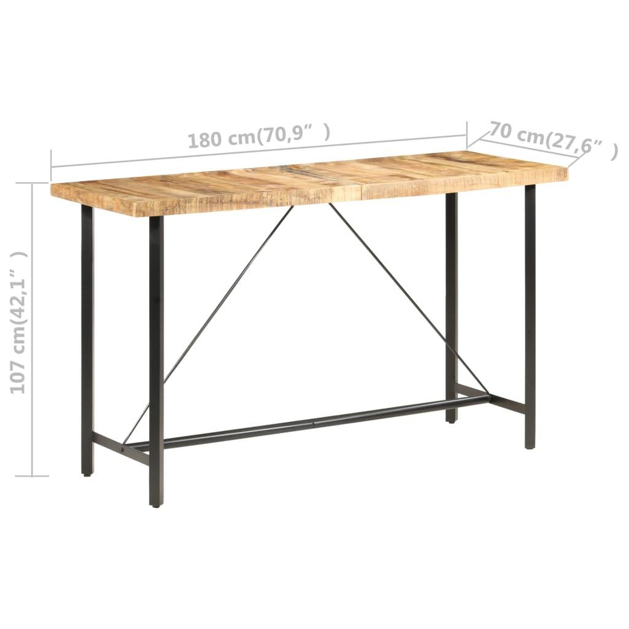 Voir la diapositive 6 : VIDAXL Table de bar 180x70x107 cm Bois de manguier brut