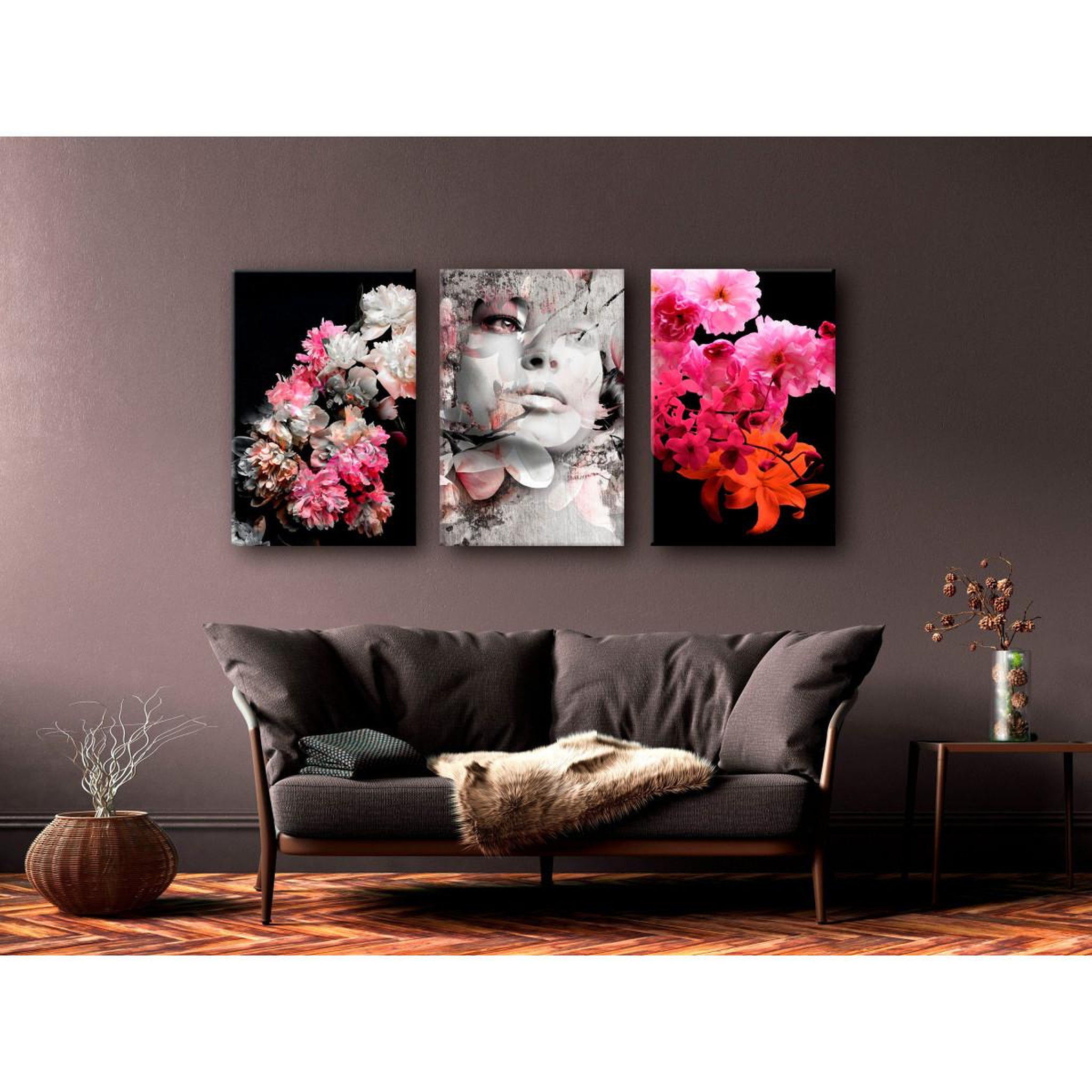 Voir la diapositive 2 : Paris Prix Tableau imprimé  mature infatuation 3 panneaux  60x120cm