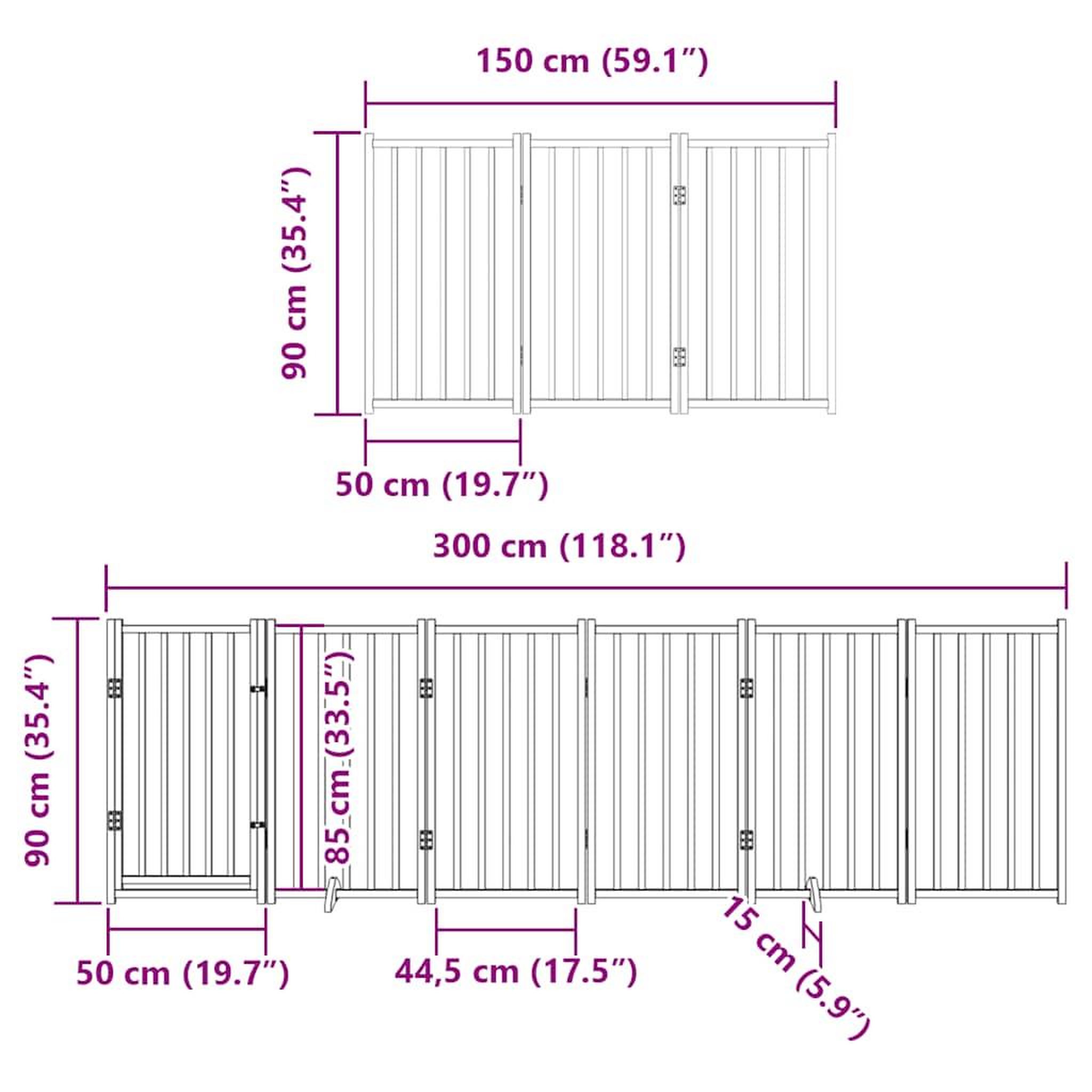 Voir la diapositive 6 : VIDAXL Barriere pour chien porte pliable 12 panneaux bois de peuplier