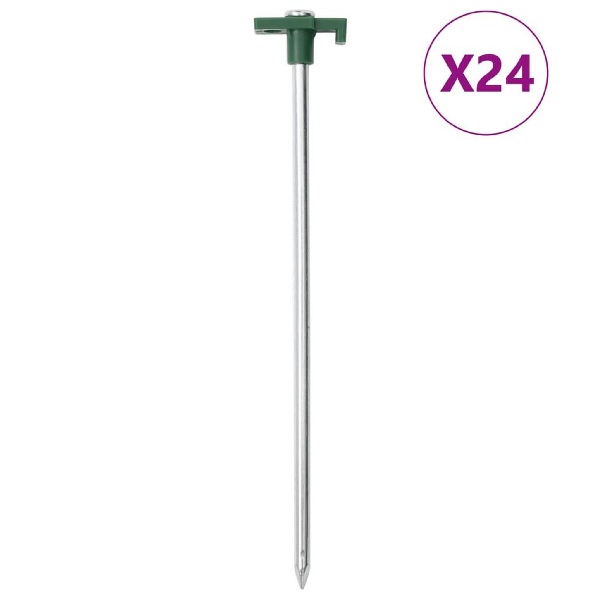 VIDAXL Piquets de tente 24 pcs 25 cm 7 mm acier galvanise et PP