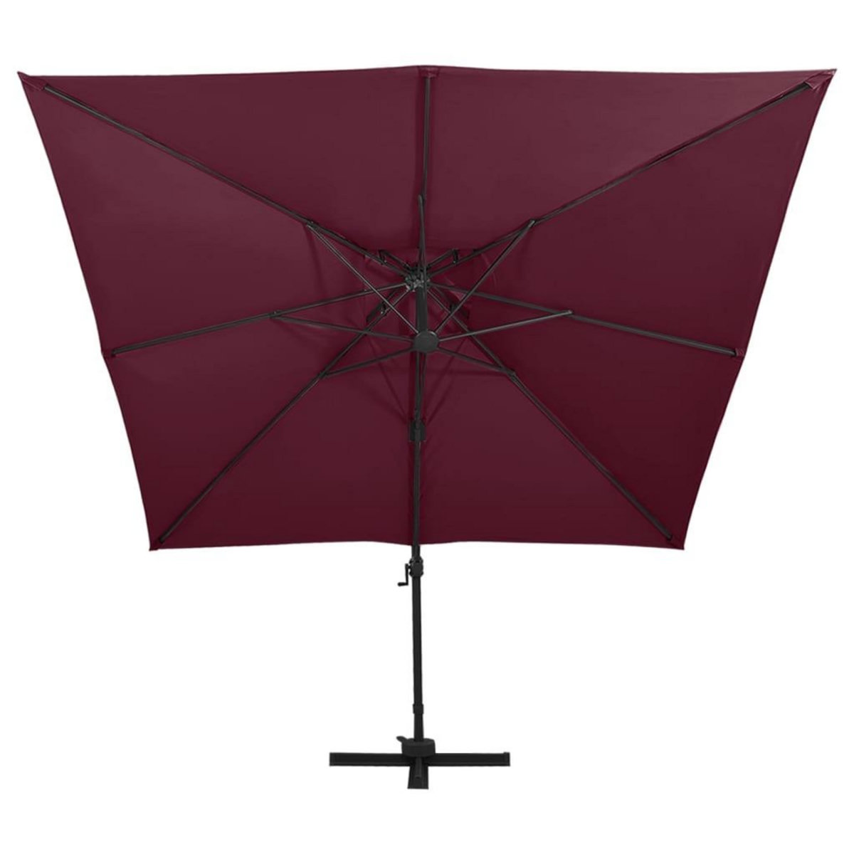 VIDAXL Parasol de jardin en porte-a-faux a double toit rouge bordeaux