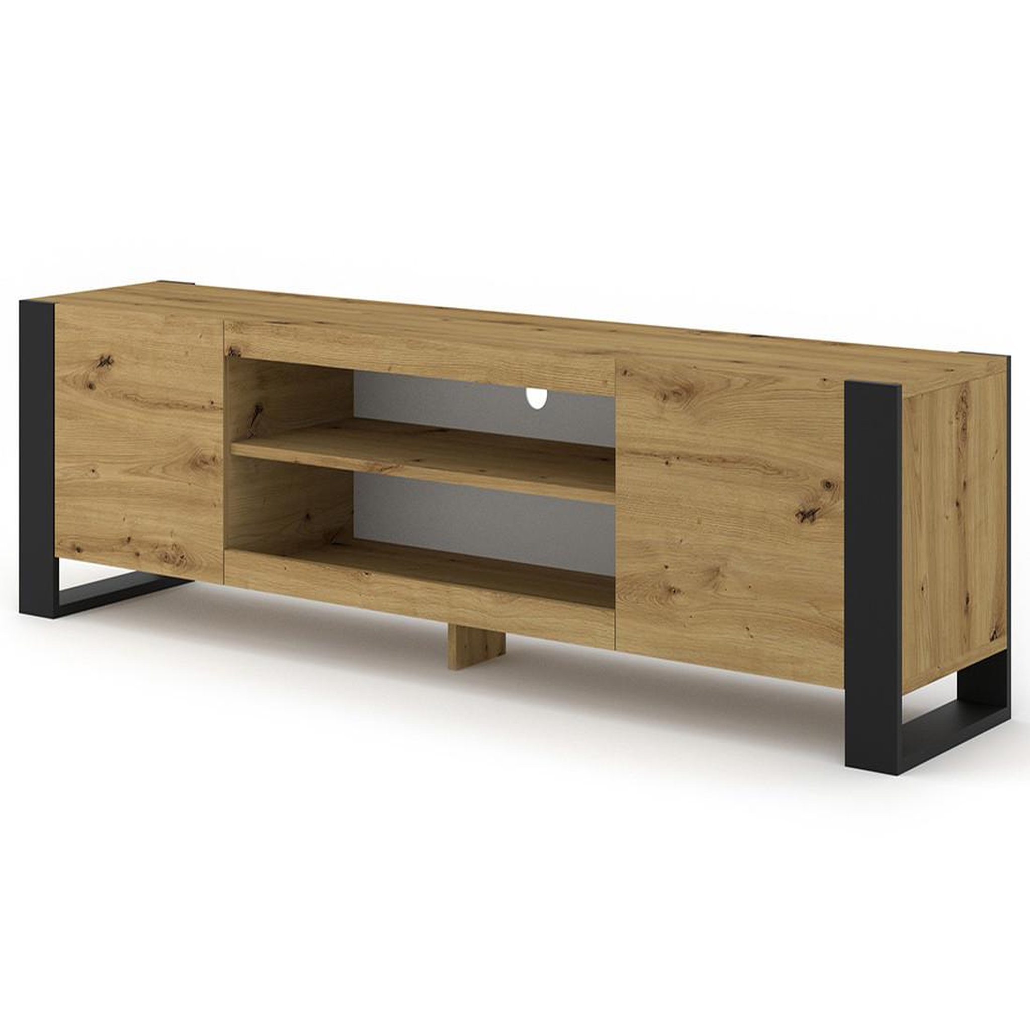 Voir la diapositive 1 : BEST MOBILIER Pedro - meuble tv - 2 portes et 2 niches - 188 cm
