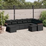 VIDAXL Salon de jardin 9 pcs avec coussins noir resine tressee