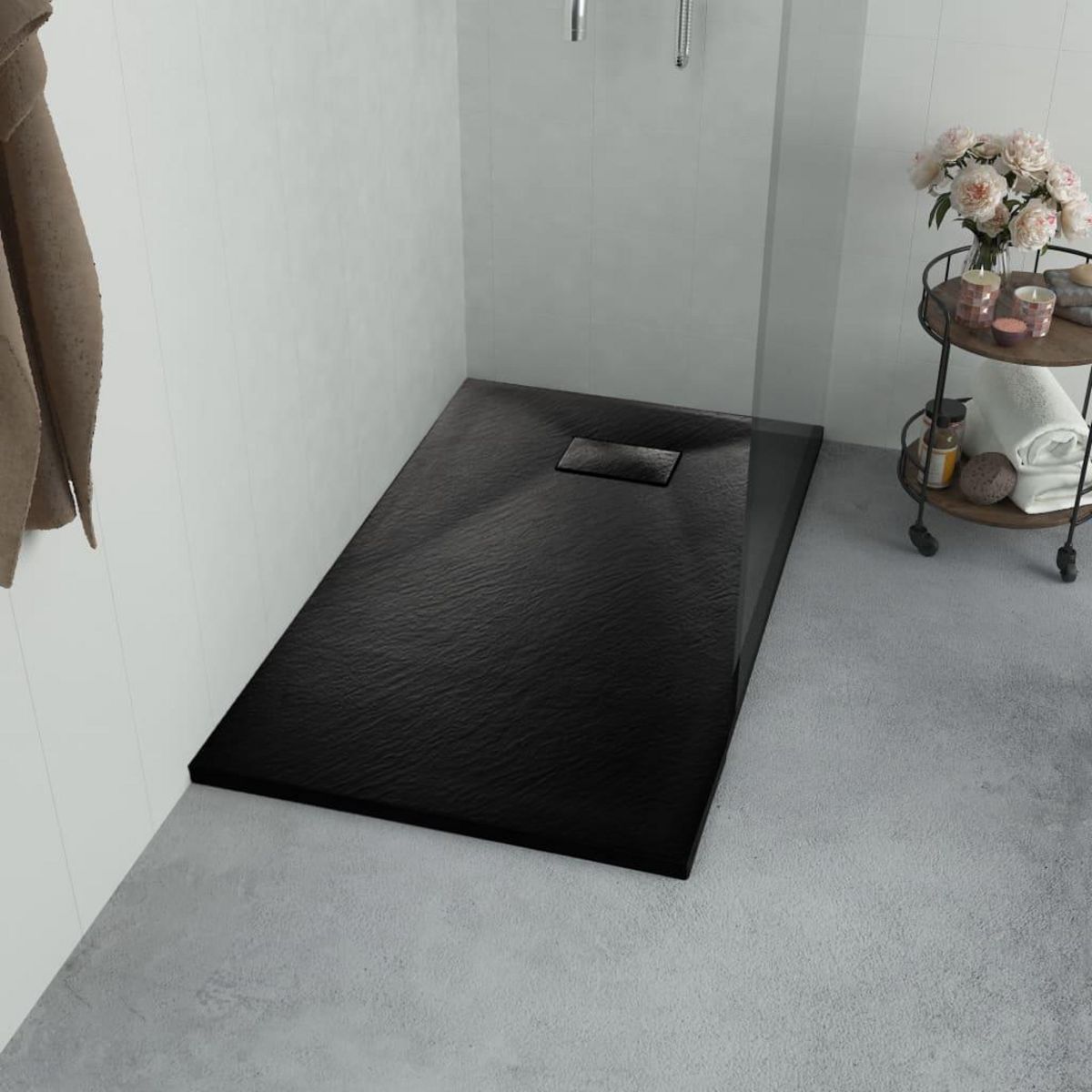 VIDAXL Bac de douche SMC Noir 80 x 80 cm